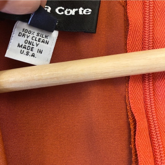 Daniela Corte || Silk Scoop Neck Bell Sleeve Mini Dress Orange Small - Picture 7 of 7